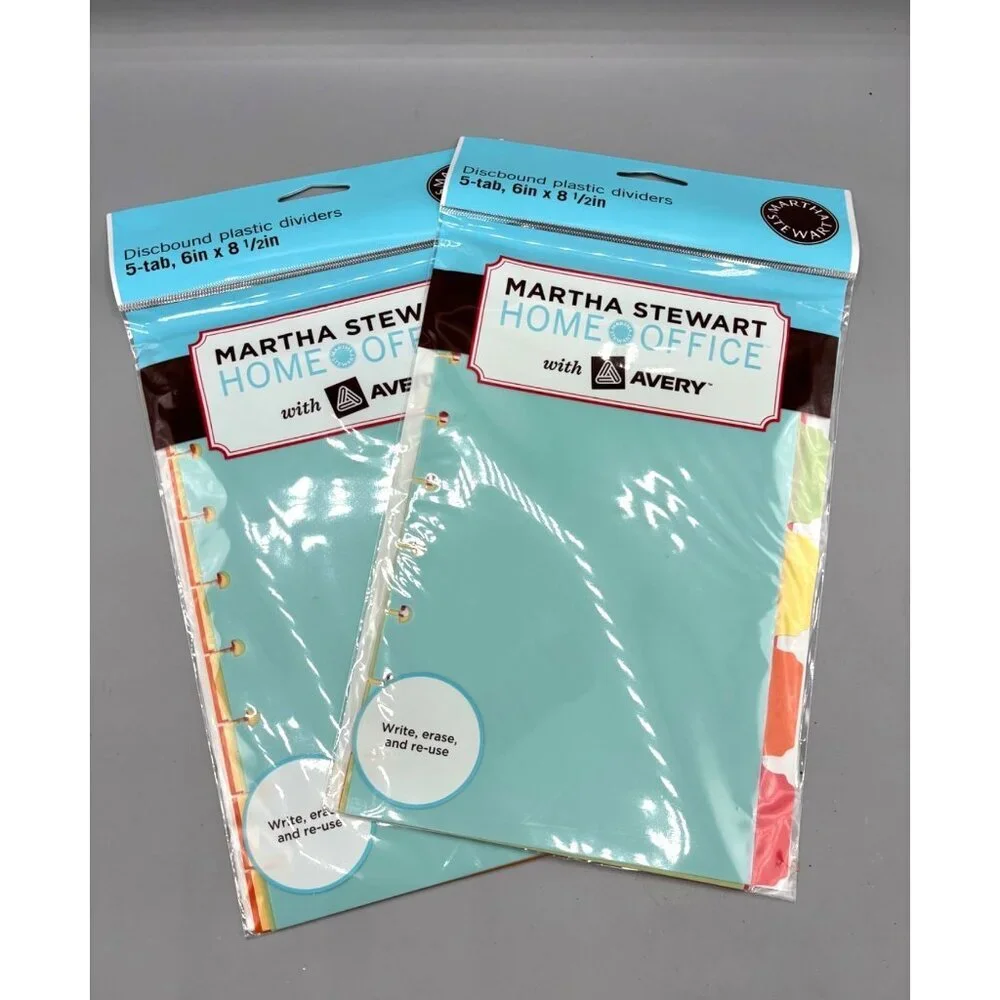 Martha Stewart Home Office 5-Tab Plastic Dividers 6in‎ X 8.5in Avery (2 Pkgs)